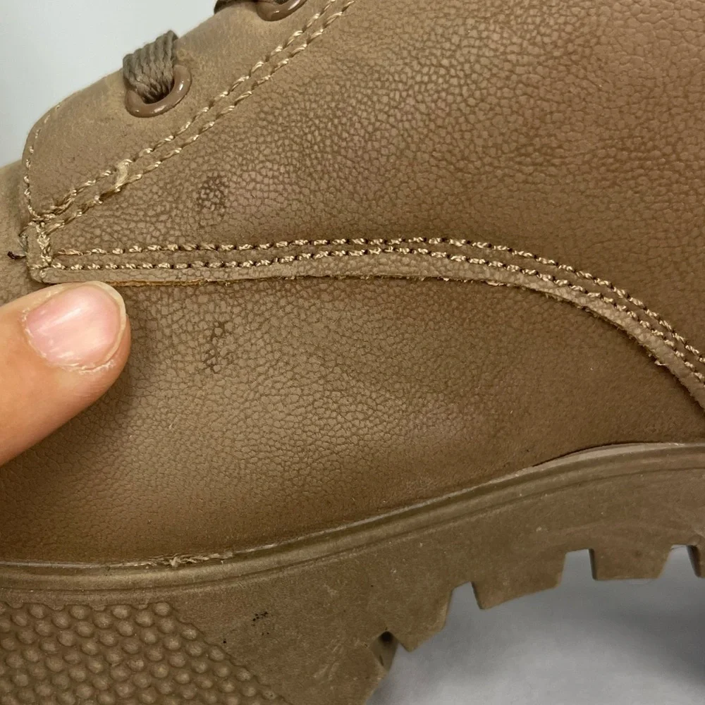 Rouge helium Light brown soft heeled lace up side zipper combat boots 7.5 - Picture 13 of 17